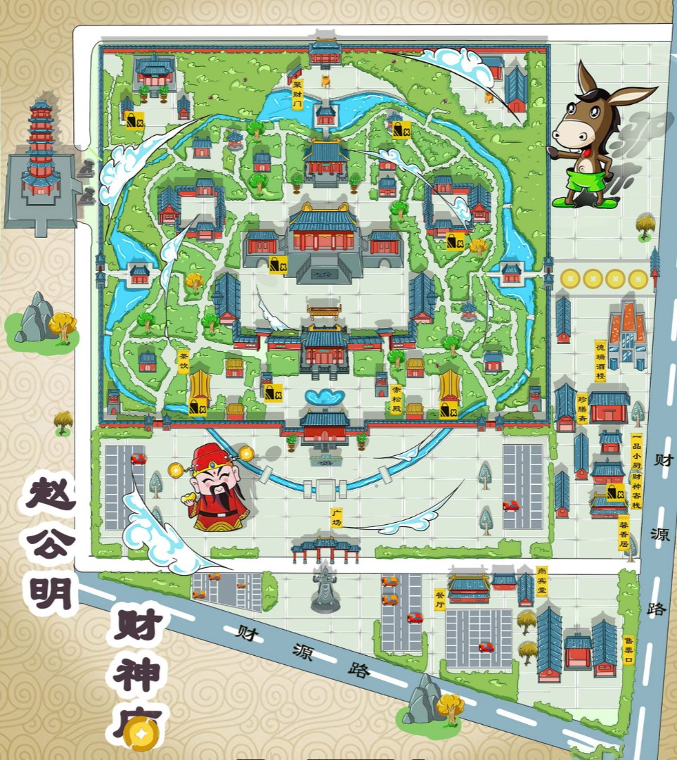 东胜寺庙类手绘地图